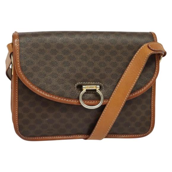 CELINE Macadam Canvas Shoulder Bag PVC Brown Gold Auth 135995 - Picture 1 of 16